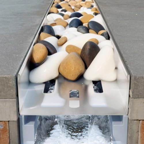 Entwässerungsrinne Entwässerungsgraben - Rinnenablauf Mit Rost - 1M Lang, U Shape Channel Drains Kit Outdoor Garten Landschaft Rinne, Französisches Drainagesystem Für Bordsteinkieseln Füllung ( Color