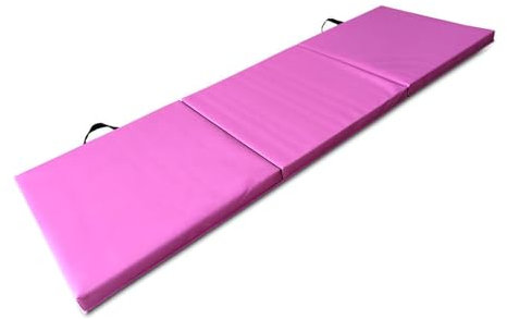 Zusammenklappbare, dreifach gefaltete Gymnastikmatte, Sportmatte, tragbare Trainingsmatte for Schutz von Hartböden, Gymnastik-Bodenmatte, Trainingsgeräte (Color : Pink)
