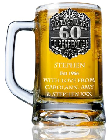 De Walden Men's 60th Birthday Engraved Pewter Vintage Beer Glass Tankard | Personalised, Sixtieth Birthday Gift Idea, Gifts For A Man, Grandad, Dad, Son, Brother, Uncle, Husband