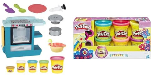Play-Doh Kitchen Creations Backstube Spielset für Kinder ab 3 Jahren mit 5 Farben & 5417EU9 A5417EU8 Glitzerknete für fantasievolles und kreatives Spielen, Multicolor
