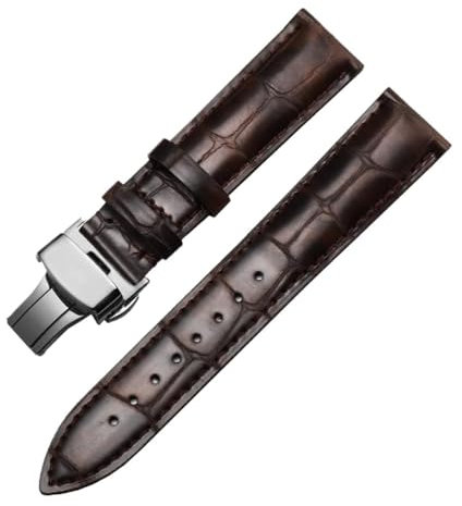 SpaRcz Uhrenarmband aus echtem Leder für Herren, weiches Rindsleder, Schmetterlingsschnalle, Zubehör, Uhrenkette für Damen, 14-22mm, Farbe 4, 19mm