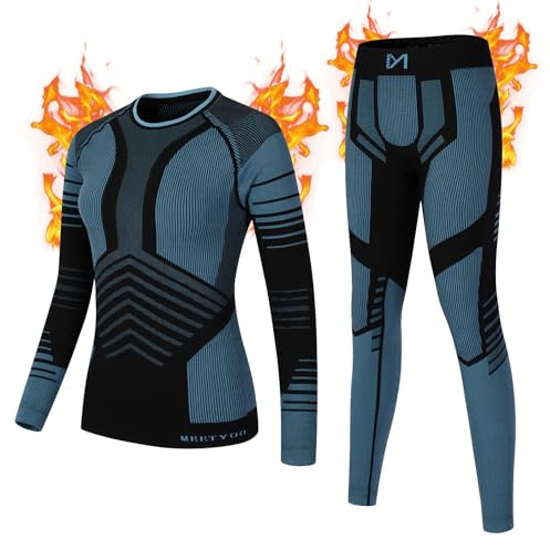GarBull Thermounterwäsche Damen Skiunterwäsche Set, Thermo Unterwäsche Warme Atmungsaktiv Funktionsunterwäsche Frauen für Home Joggen Skifahren und Radfahren