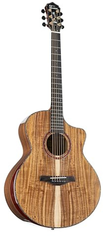 Fame Koa Standard Westerngitarre, Grand Auditorium, massive Koa-Decke, Sonitone Tonabnehmer, Cutaway, Mahagoni-Hals, Walnussgriffbrett, Natural Finish, komfortabler Armrest, 6 Saiten