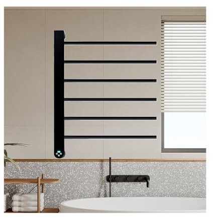 WRJAHCG Scaldasalviette Elettrico da Parete,Basso Consumo Termoarredo Bagno,Porta Asciugamani da Bagno in Acciaio Inox,Installazione Nascosta,Nero