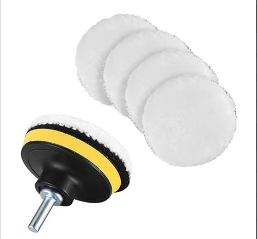 Lot de 7 Tampons de Polissage de Voiture 12,7 cm pour Perceuse avec Adaptateur, Tampons de Cirage