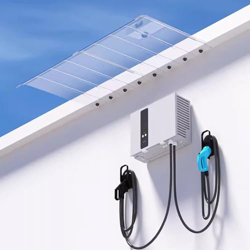 KDDFN Marquesina Invisible para Puerta,Transparente Toldo Cubierta de Policarbonato,Tejadillo Puerta para Exteriores Insonorizadas,Tejadillo de Protección,con Herrajes (Flat,40x80cm/16 x32)