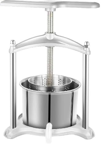 DXYOYONGOZ Weinpresse, Beerenpresse, Obstpresse, 3-Liter-Entsafter aus Edelstahl, manuelle Weinpresse for den Haushalt zur Weinherstellung, Obst- und Gemüsepresse