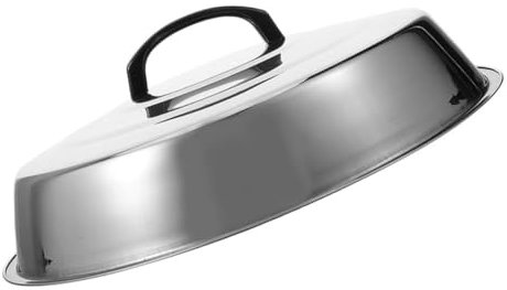 Mipcase Runder Grilldeckel Aus Edelstahl 34cm Mit Verstellbarer Lüftung Hoher Kuppel Für Steak Und Fleisch Tropfschutz Für Outdoor BBQ Und Camping