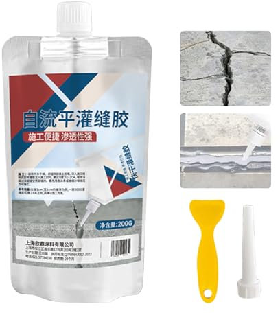 Heavy-Duty Concrete Crack Repair | 200ml Concrete Repair Filler | Quick Drying Cement Filler Caulking Glue With Tools Set, Self-Leveling Slab Repair Sealant, For Sealing Household Floor Wall Roof Crac