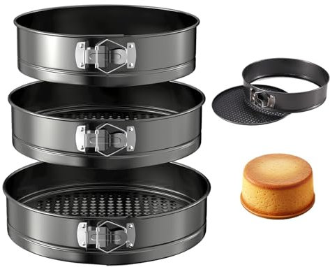 Wixovo 3 Pezzi Tortiera Apribile, 16/22/26 cm Tortiera a Cerniera, Stampo Tortiera Apribile con Rivestimento Antiaderente, a Prova di Perdite, Fondo Rimovibile