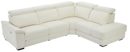 Vente-unique-Ecksofa Relaxsofa elektrisch - Stoff - Ecke Rechts - Beige - KOKIBA