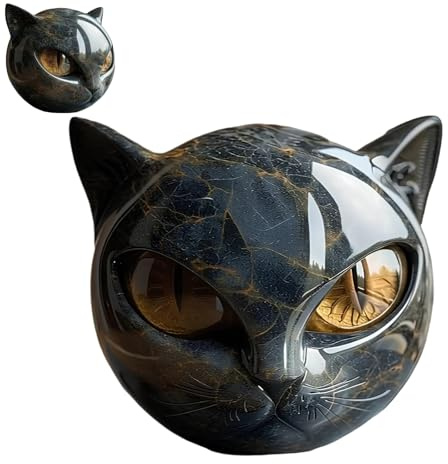 Generico Scultura di Pietra di Lusso a Forma di Gatto Nero, Elegante Decorazione per La Casa e Pezzo D'arte Pronto da Regalare, Cristalli Intagliati a Mano e Pietre Curative Intagliate(1Pc)
