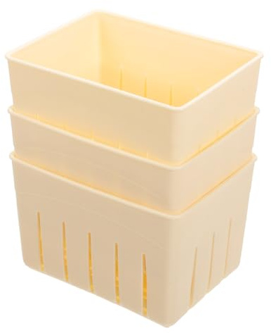 POPETPOP 3 Sets Plastic Tofu Press Mould with Lid Food Grade Tofu Maker and Cheese Press for Homemade Bean Curd Easy to Clean Kitchen Tool for Efficient Water Removal