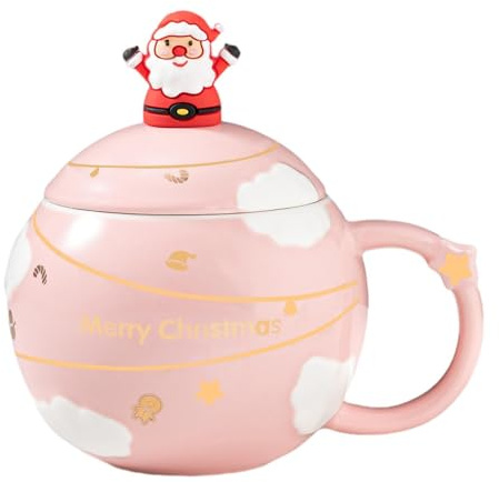 SZLIFE 3 Pezzi Tazza da caffè Creativa Tazza da Colazione E tè Bicchiere per Acqua Set Completo in Ceramica Adatta per Le, Rosa