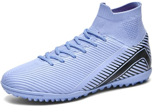 WOWEI Fotbollsskor herr pojkar High Top Spike Cleats professionella fotbollsskor barn sport utomhus atletiska träningsskor fotbollsskor sportskor tävling, Lila 2, 36 EU
