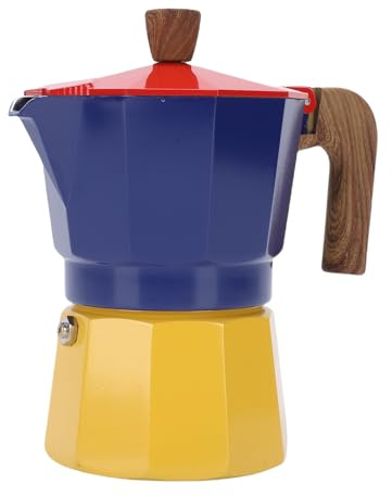 Yosoo Health Gear Italian Coffee Maker Stovetop CoffeeMakers Mocha Pot Percolator Aluminum Express Classic Machine for and Cuban Cafe Brewing Home Camping (Red Blue and Yellow)