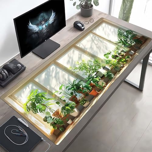 Gaming Mauspad 1600x800x3mm Gaming Mousepad XXL Anlage Grün Mauspad Schreibtischauflage, Genähte Kanten Mausmat, rutschfeste Gummibasis, Schreibtisch Schutz für Home Büro, Geschenke PjY8320 V-J