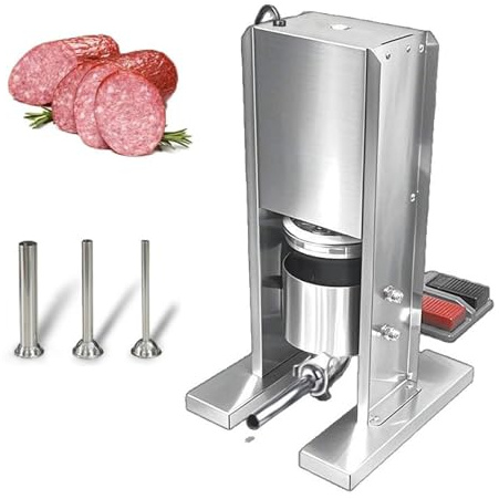Wurstfüller Elektrisch, Wurst Stopfmaschine, Wurstfüller Rohre Kit Edelstahl Füllung Rohre, Mit 3 Größen Füllrohre, Kapazität 3l, Fußpedalsteuerung, Für Hausgemachtes