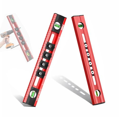 Niveau à bulle 40 cm - Gabarit de perçage - Prise électrique numérique avec 4 gabarits de perçage réglables - Niveau à bulle en aluminium de haute précision avec aide au marquage - Pour installation