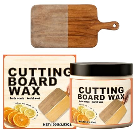 Beurre à bois 100 g - Pour baume à bois et planche à découper pour usage alimentaire, polir pour bois au d'agrumes pour boucher, ustensiles en bois, bols, cuillères, étagères et fin
