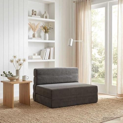 sephironlbb Fällbar soffa, bäddsoffa, mörkgrå, 70 x 72 x 60 cm, tyg, 2-i-1-funktion med avtagbart överdrag, vikbar som gästsäng, perfekt för vardagsrum, ungdomsrum, gästrum, lounge, relaxfunktion