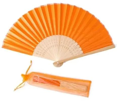YUPLIODSX Pappersfläktar Graverad Silk Handfläkt, Bröllop Folding Fläkt, Vintage Fläkt, Bröllop Favoriter | Naranja