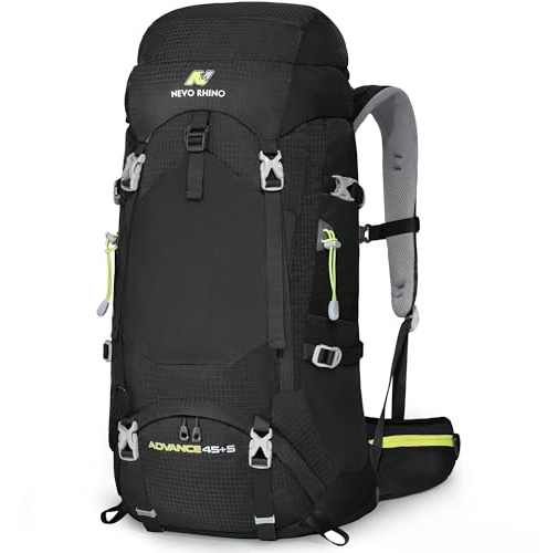 N NEVO RHINO Internal Frame Hiking Backpack 50/60/65/70/80L, Mountain Climbing Camping Backpack Daypack Waterproof Rain Cover