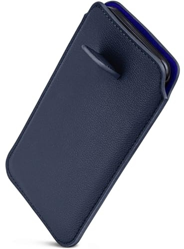 ONEFLOW Liberty Case für iPhone X/iPhone XS Handy Einsteckhülle mit Rückzugfunktion, PU Leder Handytasche, Schutzhülle mit Lasche, Sleeve Etui Hülle zum Einstecken, Blau