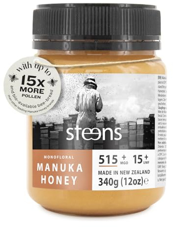 Steens Miel de Manuka - MGO 515+ - 100% certifié Miel Manuka cru pur UMF 15+ - Mis en pot et scellé en Nouvelle-Zélande - Manuka Honey 340 g