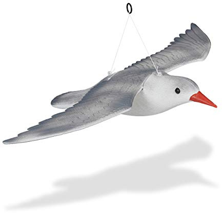 Relaxdays Vogelschreck Möwe, fliegend, zum Aufhängen, Dekofigur, Taubenschreck für Garten, Balkon, Terrasse, weiß/grau | Taubenschreck für Garten, Balkon, Terrasse