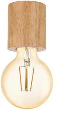 EGLO Deckenleuchte Turialdo, 1 flammige Aufbauleuchte Industrial, Vintage | aus Holz und Stahl, Deckenlampe in Natur, Schwarz, Aufbaulampe mit E27 Fassung