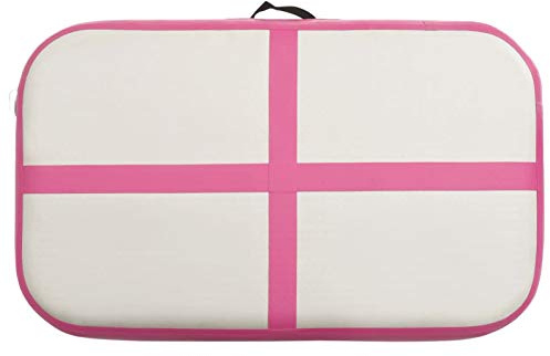 Tidyard Aufblasbare Gymnastik, Gymnastikmatte mit Luftpumpe und Tragetasche für Übungsgymnastik, Training, Pool, Grau und Rosa, 60 x 100 x 10 cm