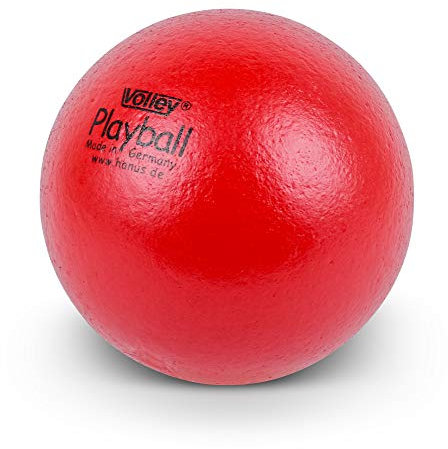 Volley - Schaumstoffball Spielball mit Elefantenhaut, Weicher Wurfball, Robuster Softball aus PUR-Schaum für Schule, Verein & Freizeit, 16 cm Durchmesser, 105 g, hohe Sprungkraft, Rot