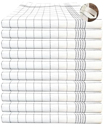 MTEXT Geschirrtücher Halbleinen, 50% Baumwolle 50% leinen, 50x70 cm, 10er Set (Grau)