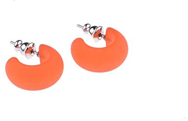 Adi Modeschmuck Creolenohrstecker Gitte, leichter Ohrstecker aus echtem Polaris mit einem Stift aus Chirurgenstahl (Orange)