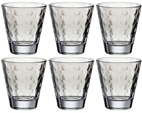 Leonardo Optic Trink-Gläser 6er Set, spülmaschinenfeste Wasser-Gläser, bunte Trink-Becher aus Glas, Getränke-Set, grau, 215 ml, 025893