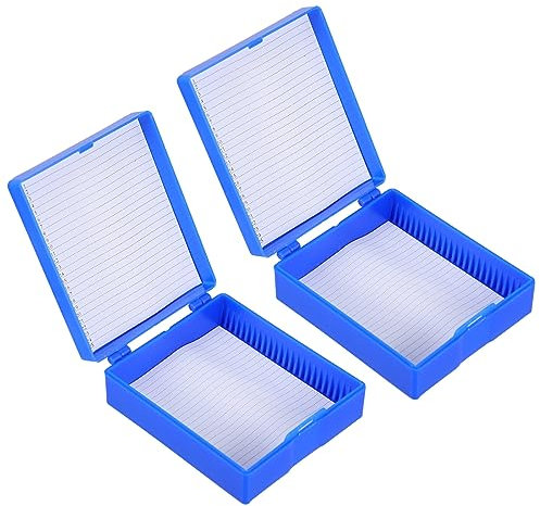 UKCOCO 2Pcs Objektträger Lagerung Box Gefüttert 20 Ort Objektträger Box Mikroskop Halter Multi Slots Storage Container für Labor（Zufällige Farbe)
