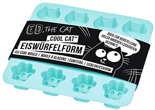 moses. Ed, the Cat Eiswürfelform, Eiswürfel in Pfoten & Katzenform, spülmaschinengeeignete Silikonform für lustige Eiswürfel, 1 Stück, Blau