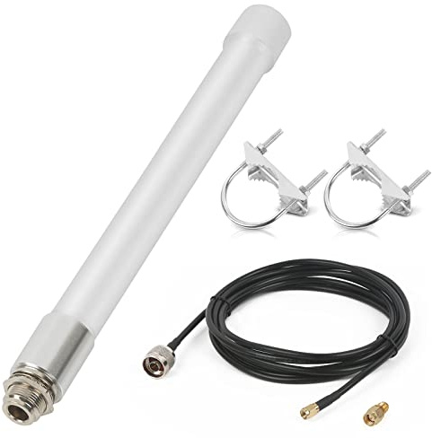 Nelawya WiFi Antenna Dual Band 2.4GHz 5GHz 5.8GHz 8dBi RP-SMA SMA Male Outdoor Indoor Antenna with 10ft KMR195 Cable for WiFi Router Hotspot Security IP Camera