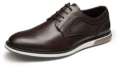 Bruno Marc Zapatos Oxford de punta lisa para hombre Zapatillas de vestir formal Derby, Café Oscuro, 44 EU
