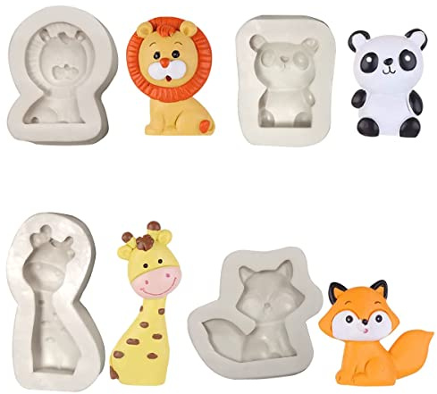 SUNSK Tier Silikonformen 3D Tierformen Silikon Schokoladenformen DIY Fondant Kuchen Süßigkeiten Gelee Backformen Tortedeko für Ostern, Babydusche, Geburtstag Party (4