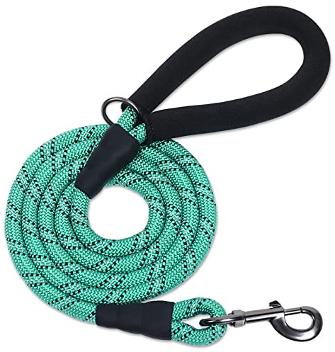 VIVAGLORY Hundeleine Roperex Leine Hund, 180 x 1.2cm, Türkis | Hundeleine Führleine mit Gepolstertem Griff & Schlaufe für Hausleine Joggingleine, Extra Stark & Starke für Hunde