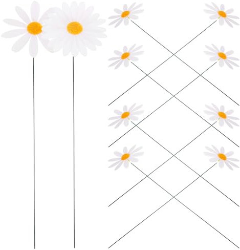 Cabilock Lot de 10 piquets de Jardin en Forme de Marguerite - Décoration de Jardin - Rouille - pour pelouse, Balcon, Pot de Fleurs,