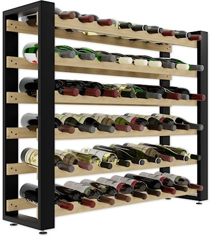 Lenmar Serie RW Portabottiglie in Legno per Bottiglie, Loft 54, 84,5 x 104 x 27, per 54 bottiglie, vino, portabottiglie, cantina, scaffali, portabottiglie