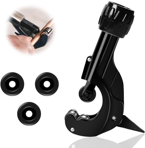 Vueinrg Rohrschneider Edelstahl 3-35 mm mit Entgrater und 3 Ersatz Schneidräder Pipe Cutter Rohrabschneider Kugellagerrohrschneider Rohrschneidwerkzeug für Edelstahlrohre Kupferrohr Alurohr