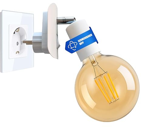 Trango 11-061A Steckerleuchte inkl. 1x 4 Watt 2500K Gold warmweiß E27 LED Leuchtmittel in Weiß matt *ANNA* Wandleuchte, Leselampe, Nachtlicht, Wandlampe, Küchenlampe, Steckerlampe