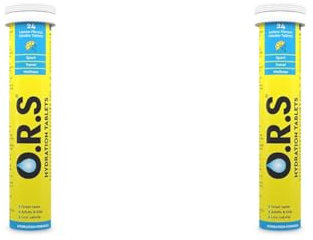 O.R.S Hydration Tablets with Electrolytes, Vegan, Gluten and Lactose Free Formula – Soluble Sports Hydration Tablets with Natural Lemon Flavour, 24 Tablets (Pack of 2)