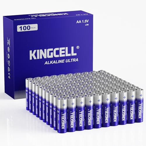 KINGCELL AA Batteries 100 Pack, High-Performance Alkaline Double A Batteries 10-Year Shelf Life, 1.5V AA Batteries with Ultra Long-Lasting Perfect for Flashlights, Microphones, Remotes, Kids Toys.