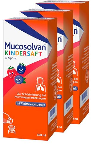 Mucosolvan® Kindersaft |Dreifach-Pack 3x100 ml | Hustenlöser bei Husten und festsitzendem Schleim | Mit Ambroxol für schnelle Hustenlinderung | Für die ganze Familie | Bei Erkältung oder Bronchitis