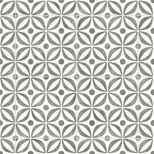VINYL FLOORING UK White Grey Designer Effect Vinyl Flooring For LivingRoom, Hallways, Kitchen, 2.6mm Thick Cushion Backed Vinyl Sheet, Waterproof Lino Flooring-2m(6'6) X 2m(6'6)-4m²